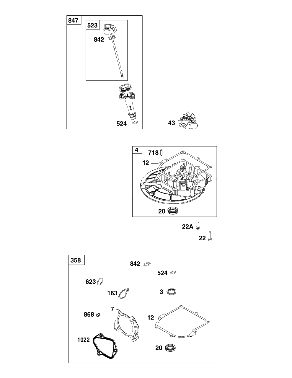 Crankcase Cover/Sump And Lubrication Group Diagram and Parts List for 93J0B-0109-H1  Briggs and Stratton Engine